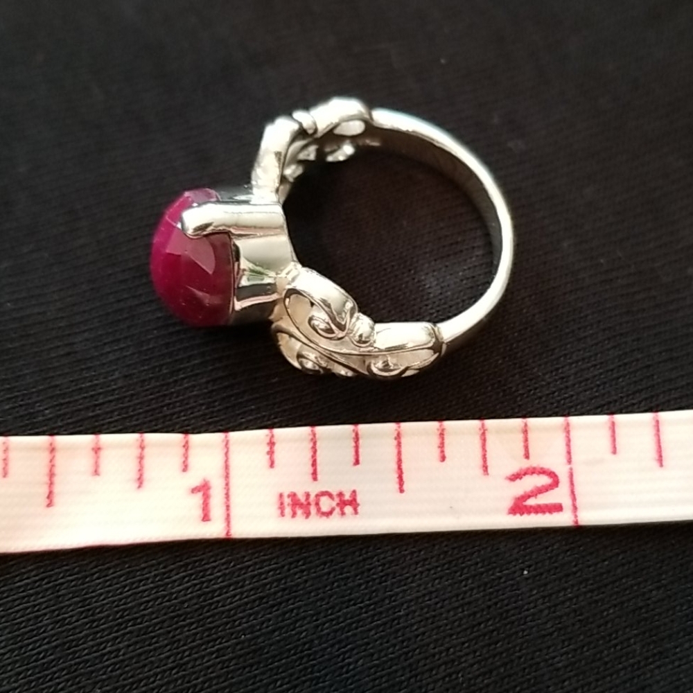 Ruby large sterling silver ring size 7.5 - Picture 3 of 6